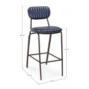 DEBBIE blue leatherette vintage bar stool 44x51x h100 cm
