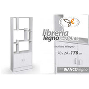 (2c) Libreria ufficio cameretta bianca con vano 70x 24 x 170 h