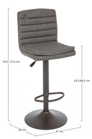 Connor dark gray bar stool in vintage eco-leather