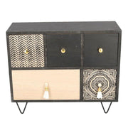 Rectangular Maori wooden tray 1+4 drawers cm33x12h27,5