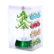 Green glass tree with spheres cm12x10h19