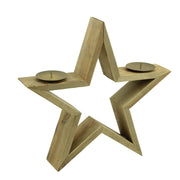 Star wooden candle holder 2p cm36x8h40