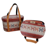 Eco-leather box with handles 1-2 red oval cm36x26h20