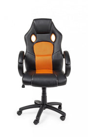 Office armchair with black-orange Racing bracelets in imitation leather