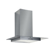 Wall-mounted extractor hood in steel and glass and halogen lamp 60x50cm