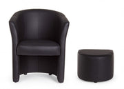 Leatherette armchair with black removable pouf RITA 64,5x 59,5x h78 cm