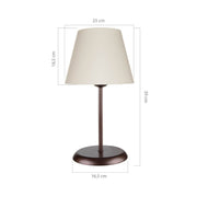 Elva ASZ1050 table lamp in metal and fabric lampshade