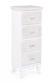 Bedroom chest of drawers in MDF with four drawers White CHARLENE 31x26x h90 cm