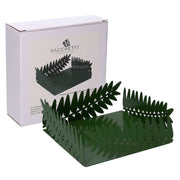 Rectangular dark green laurel leaf metal napkin holder cm16,5x16,5h6,5