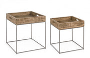 Set of 2 industrial style wooden coffee tables