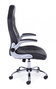 Office armchair upholstered in Boneville Black leather