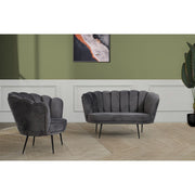 Orel shell armchair in gray velvet