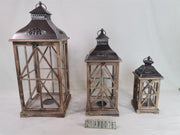 Square walnut wood metal lantern 1-3 cm32x32h78