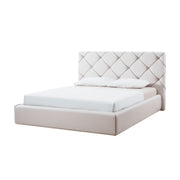 Container bed with capitonnè headboard in white eco-leather cm 188x212xh.119