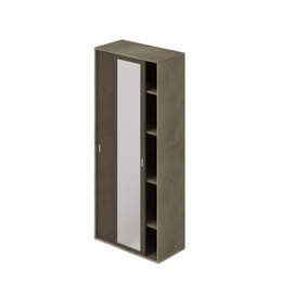 Sliding Door Wardrobe with Mirror and Shelves, Clay Structure, 212x90x43cm