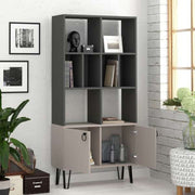 Bene bookcase with dove gray anthracite doors