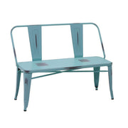 Antique blue bristol iron bench with backrest cm51x111h82,5