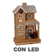 Wooden house with natural led cm19x12h30,7