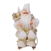 Woven Santa Claus on a white-gold sleigh 33x12h30 cm