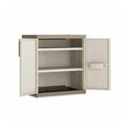 Low multipurpose wardrobe with two doors and two shelves Beige EXCELLENCE 89x54x h93 cm