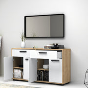Multipurpose sideboard with four doors and two drawers White Oak TRUVA 140x40x h78 cm