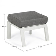 Aluminum ottoman with Kledi lunar cushion
