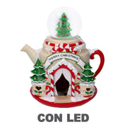 Led resin teapot with red glass ball cm25x22x28