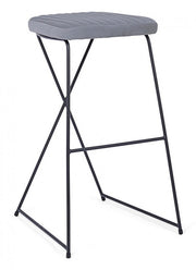Bar stool in steel and velvet Gray KINSLEY 40x46 h76 cm
