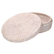 Round white algarve rattan box cmø30h10