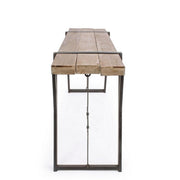 Steel console with wooden top BLOCKS 153x44 h76 cm