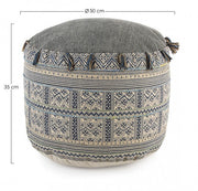 Ethnic style cotton pouf TILAK Snorkel diameter 50x h35 cm