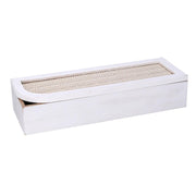 Rectangular white wooden tea box cm29x10h6