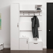Seina white entrance furniture with shoe racks and coat hangers