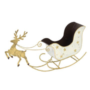 White metal sled with gold reindeer cm29x6h13
