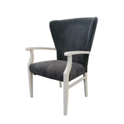 Armchair in wood and Gray fabric with enveloping backrest DUMBO 69x66x h103 cm