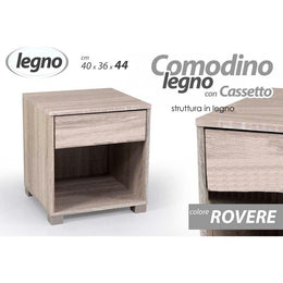 Comodino con cassetto letto rovere camera cm 40 x 36 x 44 h