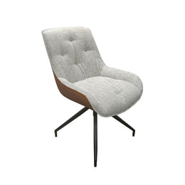Light Grey Dining Chair with Lobster Faux Leather Backrest and Black Legs