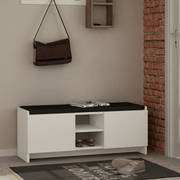 White Zulla shoe bench with doors and cushion