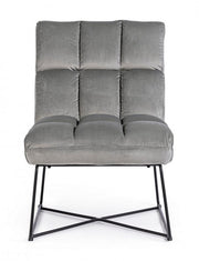 Lizzie armchair in gray velvet with metal legs