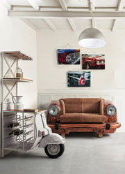 Ambassador sofa in brown leather 159x65x75h cm