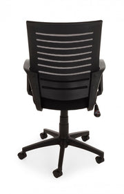 Black office chair with wheels and armrests
