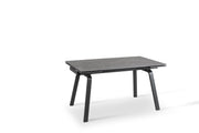 Extendable table with black marble effect stone top 140/200x80x76h cm