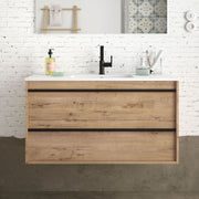 Suspended bathroom cabinet Ador100 ostippo oak with 2-drawer washbasin 100x45x54h