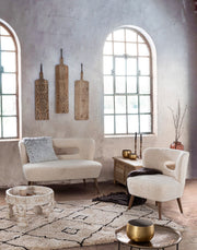 Cortina vintage wood and fabric armchair