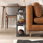 Antracite Side Table Lazena with 3 Shelves 57 cm x 60 cm x 22 cm