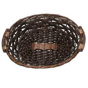 Oval walnut wicker basket cm45/49x35h12