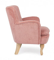 Chenille vintage armchair upholstered in pink velvet