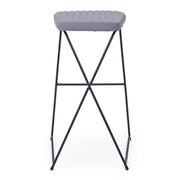 Bar stool in steel and velvet Gray KINSLEY 40x46 h76 cm