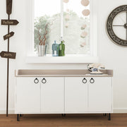 Dea 4-Door Sideboard in White and Light Mocha 140x36x80h