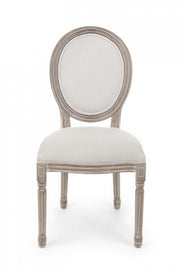 2x Natural white chair in classic style upholstered fabric